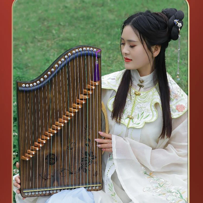 Portable Mini Guzheng 21 String Beginner Guqin Zither Finger Trainer Travel Size Guzheng Retro Traditional Chinese Instruments