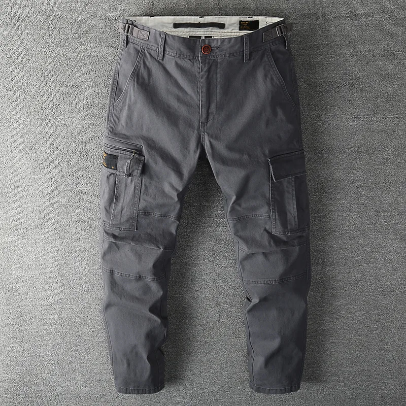 Men's Work Pants Loose Fit Multi-Pocket Casual Cotton Trousers Dirt-Resistant Spring Fall Large Size Wear Resistant