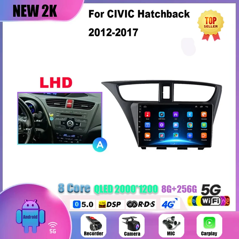 For Honda CIVIC Hatchback 2012 2013 2014 2015 -2017 Android Car Stereo Radio Multimedia Video Player Navigation GPS Head Unit