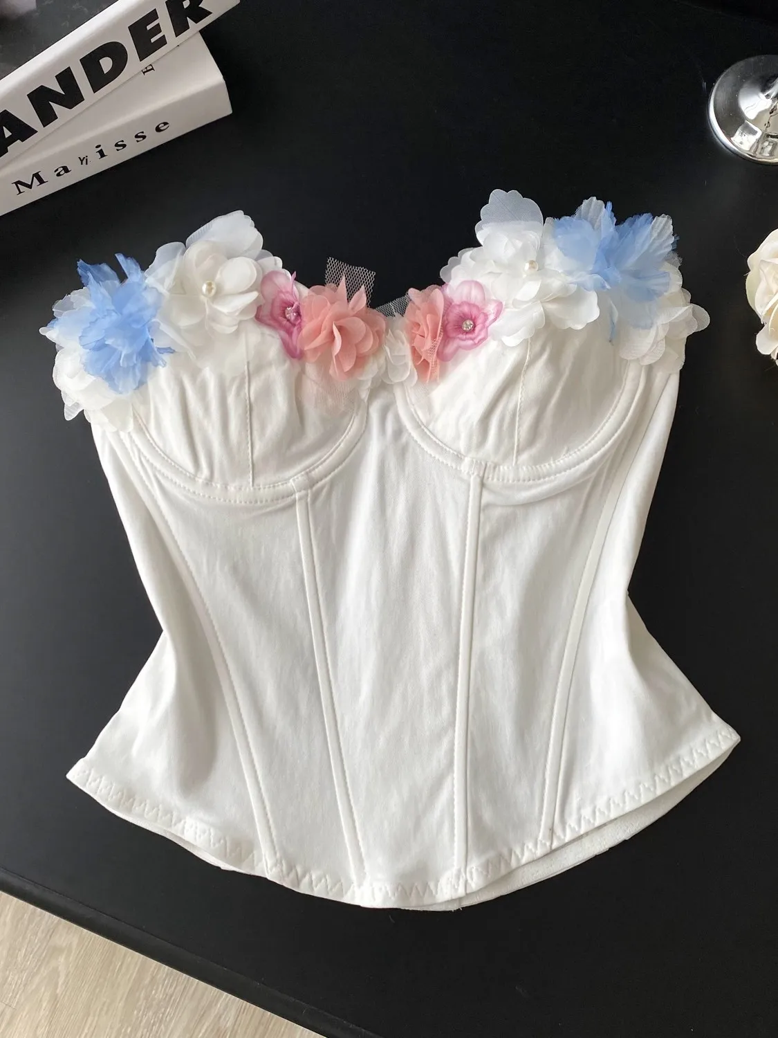 

Dopne Sle женская майка для похудения с волокнистой талией и 3D цветочным принтом, базовый слой, топ, летняя одежда, повседневная одежда