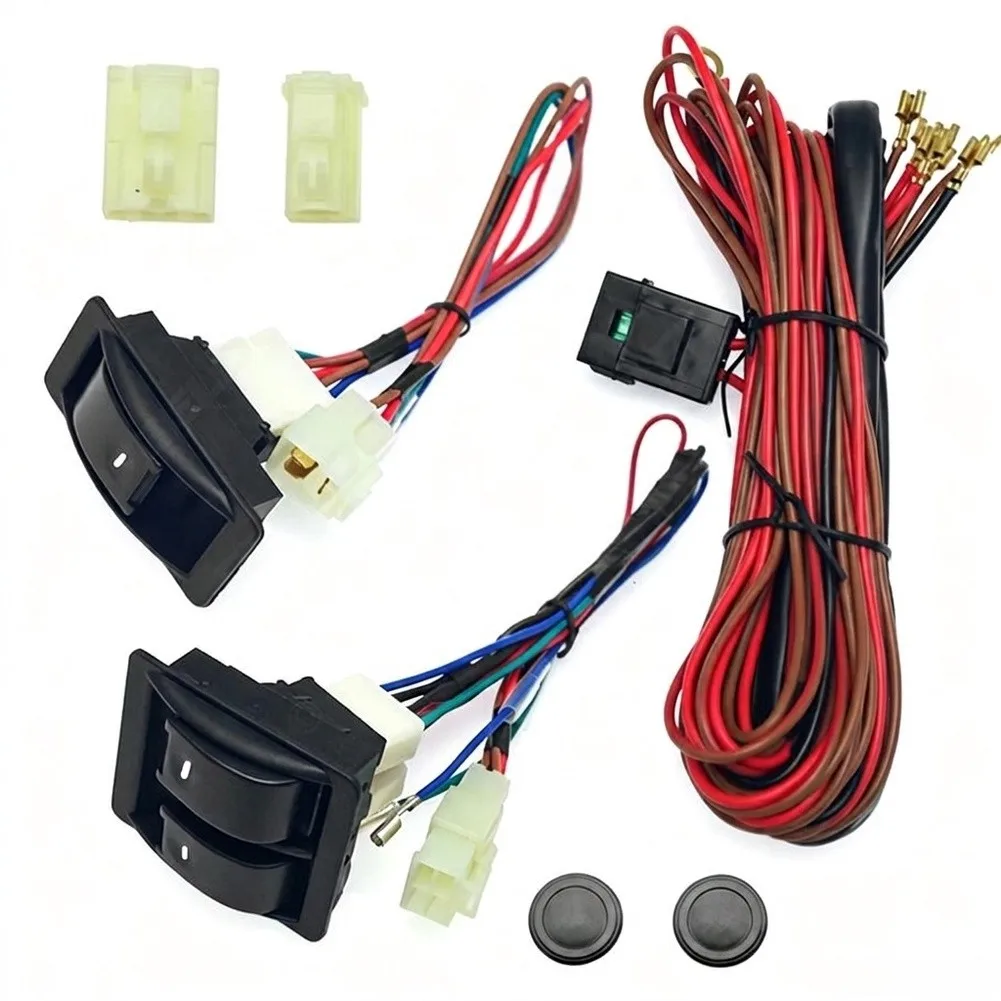 12V 24V for Power Window Switch Kit for two-Door Automobiles Including 3 Switches Harness and Mounting Hardware Set