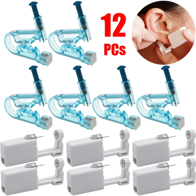 1-12Pcs Disposable Sterile Ear Piercing Gun Kit Healthy Safety Earring Piercer Tool Machine Kit Studs Body Jewelry Accessories