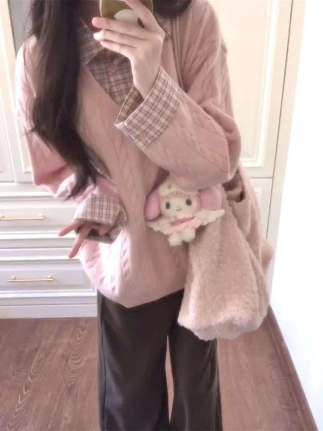 한국 슬레 티엔드 칼라 트위스트 스웨터 여성용 초겨울 패치워크 이너 니트 탑 소녀용 보온