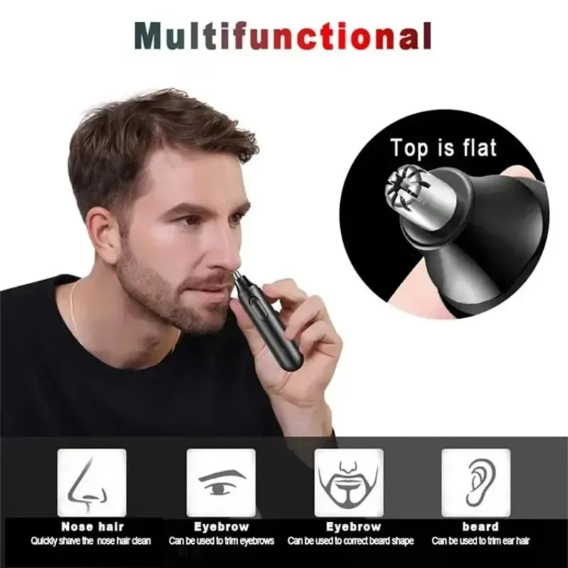 Electric Nose Ear Hair Trimmer for Men Painless Rechargeable Sideburns Eyebrows Beard 3 in 1 Hair Clipper Shaver