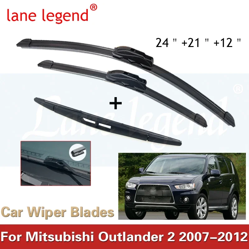 

Car Wiper Front & Rear Wiper Blades Set Kit For Mitsubishi Outlander 2 2007 - 2012 Windshield Windscreen Window 24"+21"+12"