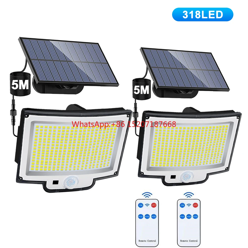 318LED Solar lamp outdoor security light with motion sensor waterproof  LED powerful spotlight solar for garden Garage