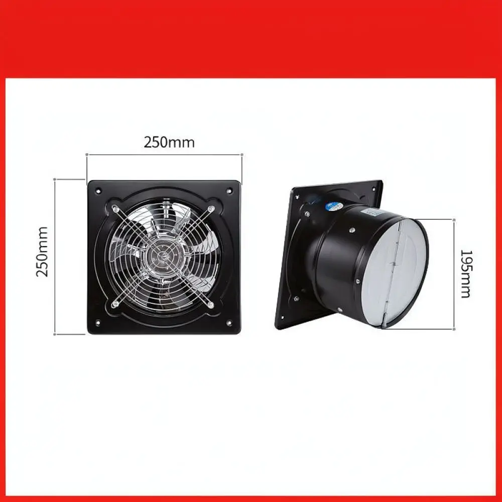 High Power Industrial Exhaust Fan For Kitchen Air Ventilation Blower Wall Mounted Metal Extractor Improved Airflow Circulation