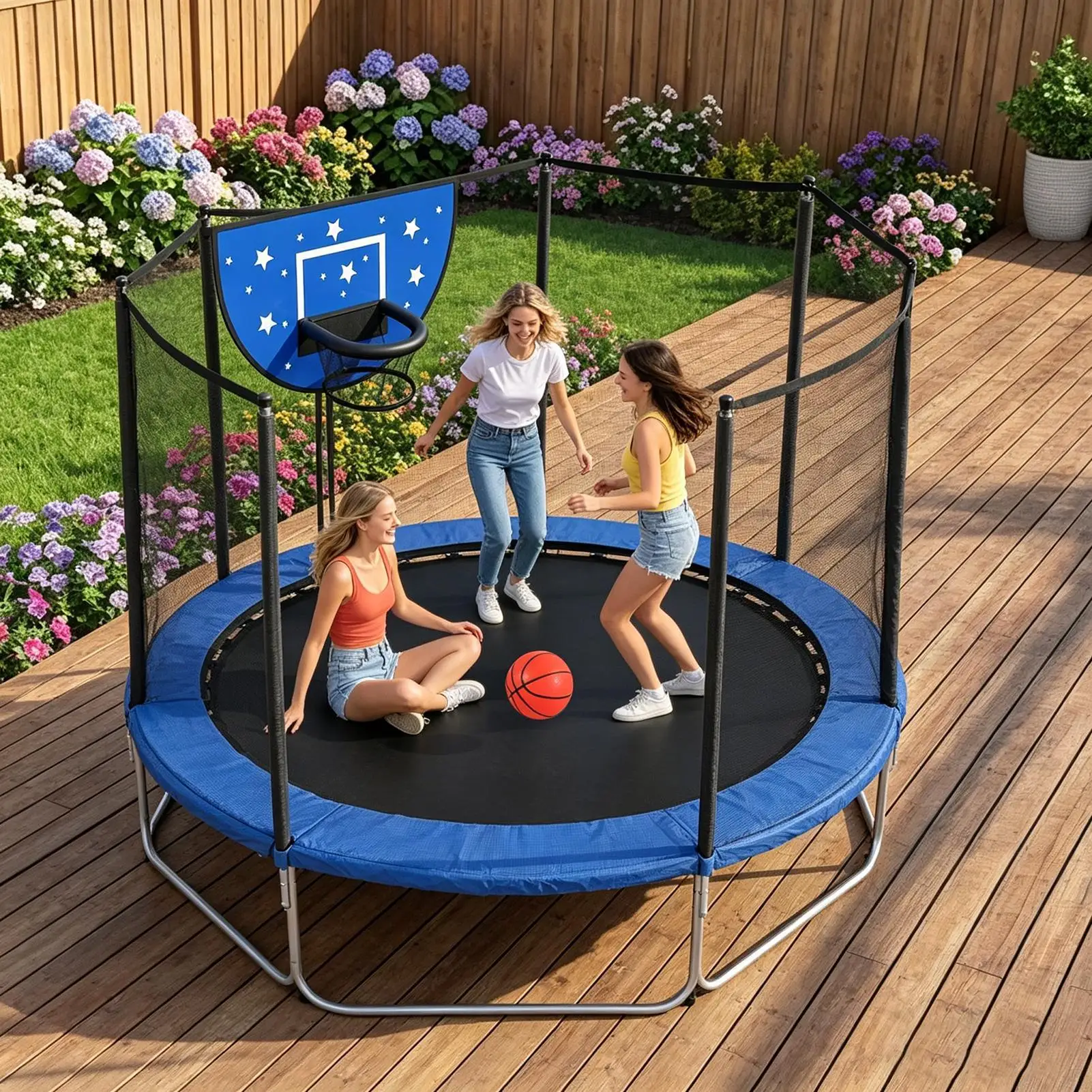 

Basketball Goal For Trampoline With Dart Board Fun Attachment Trampoline Basketball Hoop With Ball For Kids Boys Girls Adults