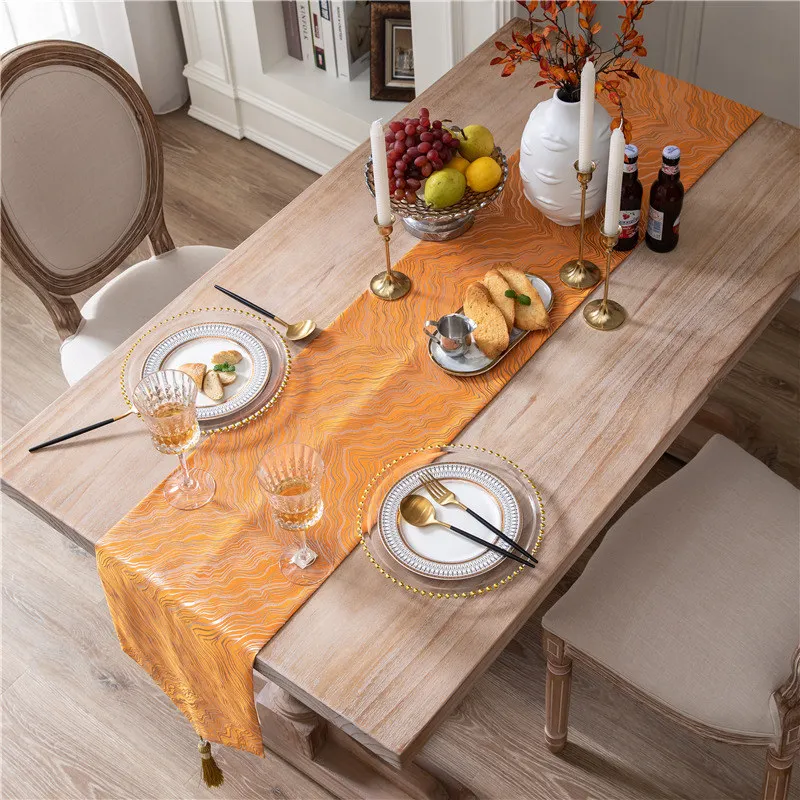 Nordic Orange Table Runner Luxury Home Decoration Coffee Table Runner Modern Elegant Dining Room Table Runner Party Supplies