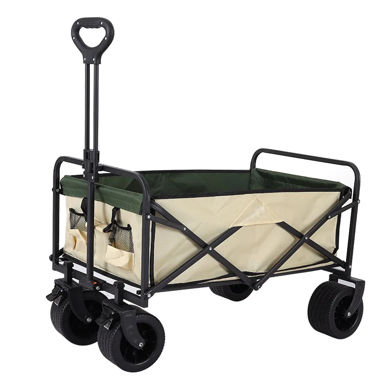 Outdoor foldable campsite cart camping cart small trolley picnic cart portable outing camping hand-pulled rod cart trailer