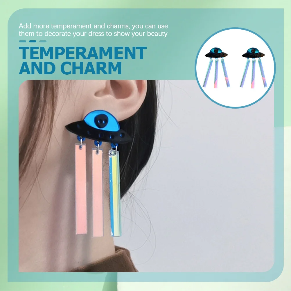 

1 Pair Flying Saucer Acrylic Lightweight Dangle Earrings For Women Space Jewelry Rave Aesthetic Summer 2023 Fashion Earrings