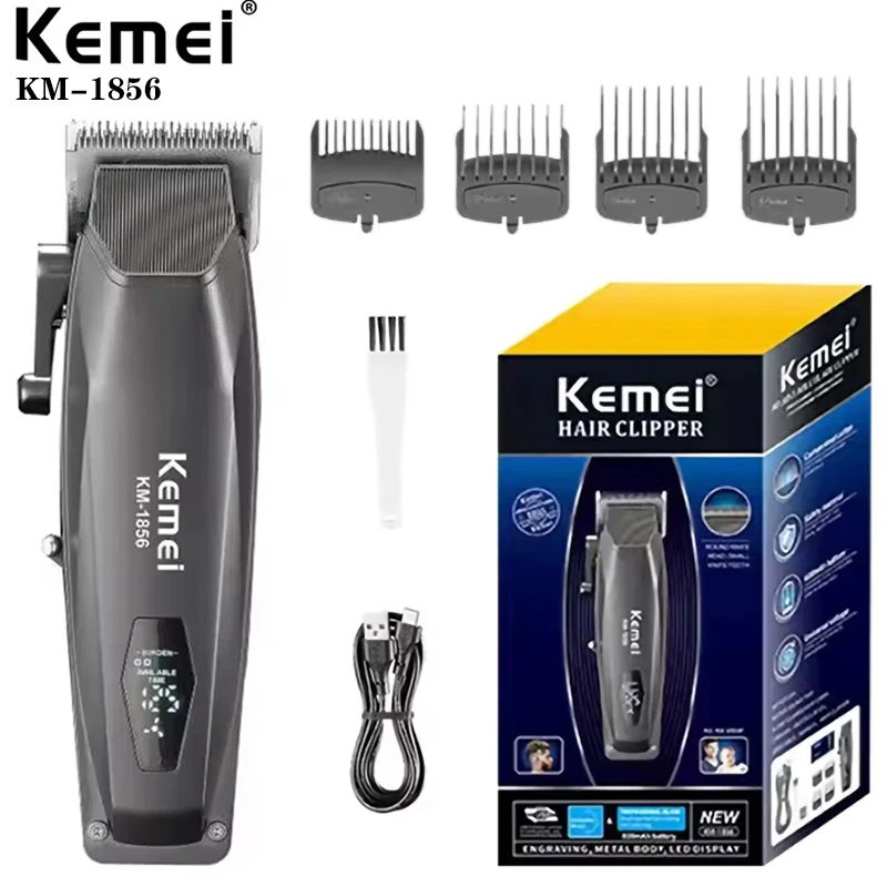 Kemei Professional Barber Hair Clipper Men Rechargeable Cordless Hair Trimmer Electric Powerful Hair Cutting Machine for Men