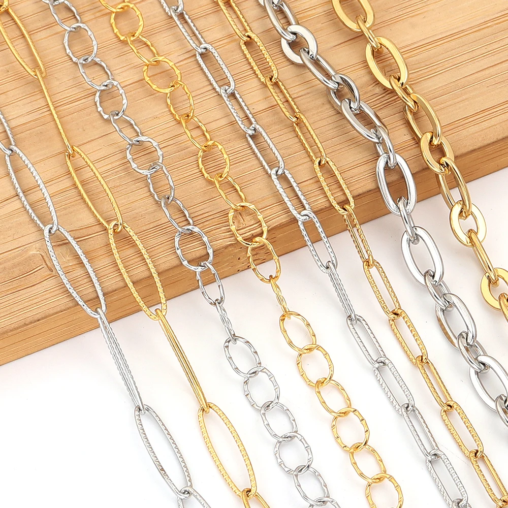 1 متر/وحدة الفولاذ المقاوم للصدأ الكوبية سلاسل للرجال النساء قلادة سوار DIY بها بنفسك الشرير نمط مجوهرات سلاسل الملابس الديكور سلاسل #4