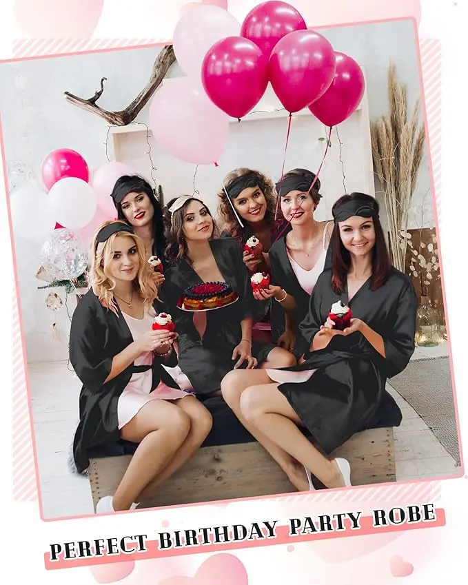 

12 Pcs Kimono Robes for Women Silky Bride Bridesmaids Robe Lightweight Short Satin for Wedding Bridal Birthday Party