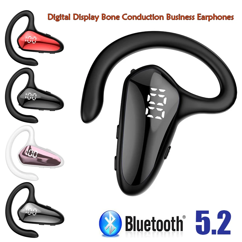Single Wireless Bluetooth Headset Digital Display Air conduction Concept Right Ear Headphone Business Ear-mounted Earphones