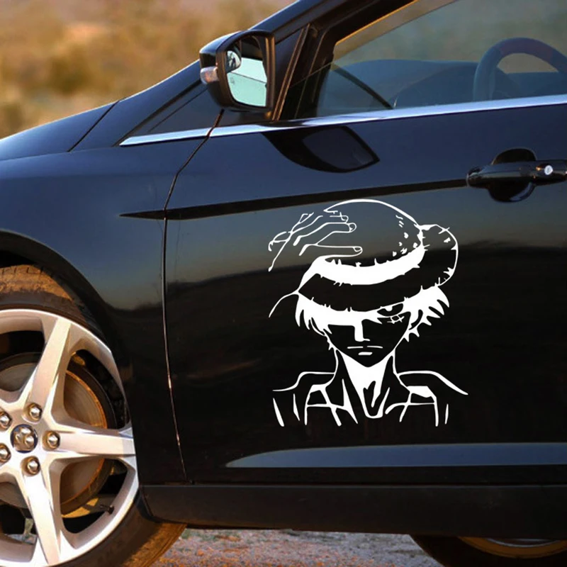 One Piece Cool Pirate Luffy Car Sunscreen Stickers Japan Anime Styling Waterproof Auto Window Decals Windshield Decorations