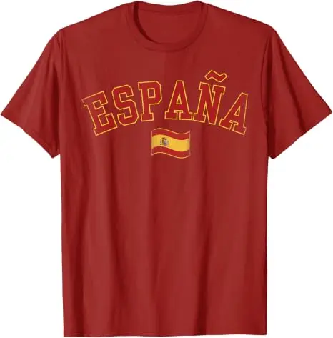 Spanisches Fan Retro Vintage Spanien Flagge T-Shirt Y2k Fußball Sportbekleidung Trikot Espana Fußballmannschaft Fans Grafik-Bekleidung Spanisches T-Shirt – Detail 11
