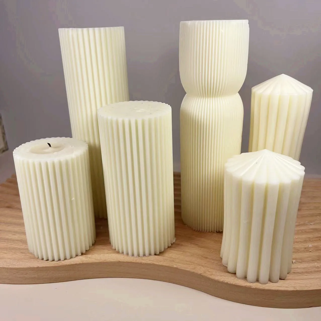 2PCS Classic striped cylindrical candle silicone mold Multi style striped square triangular cylindrical acrylic PC candle mold