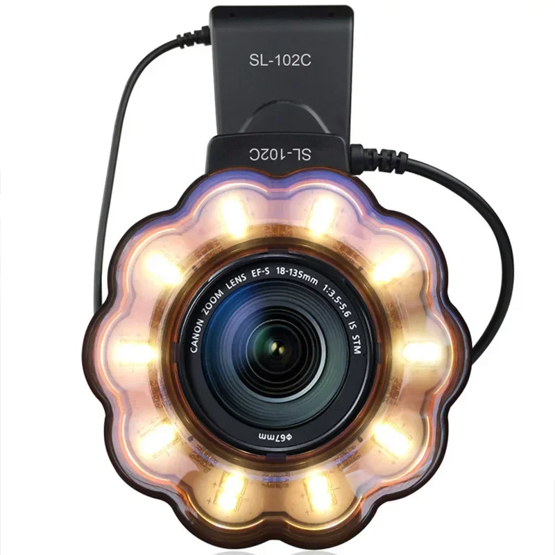 SL-102 Câmera DSLR interna e externa luz de preenchimento ajustável luz intermitente síncrona material à prova d'água