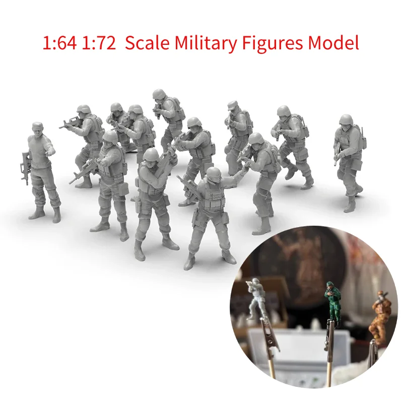 1:64 1:72 Miniature Military Figures Model Unpainted Resin People Toys for Diy Model Making/Sandtable Layout/Diorama/Gift 1Set