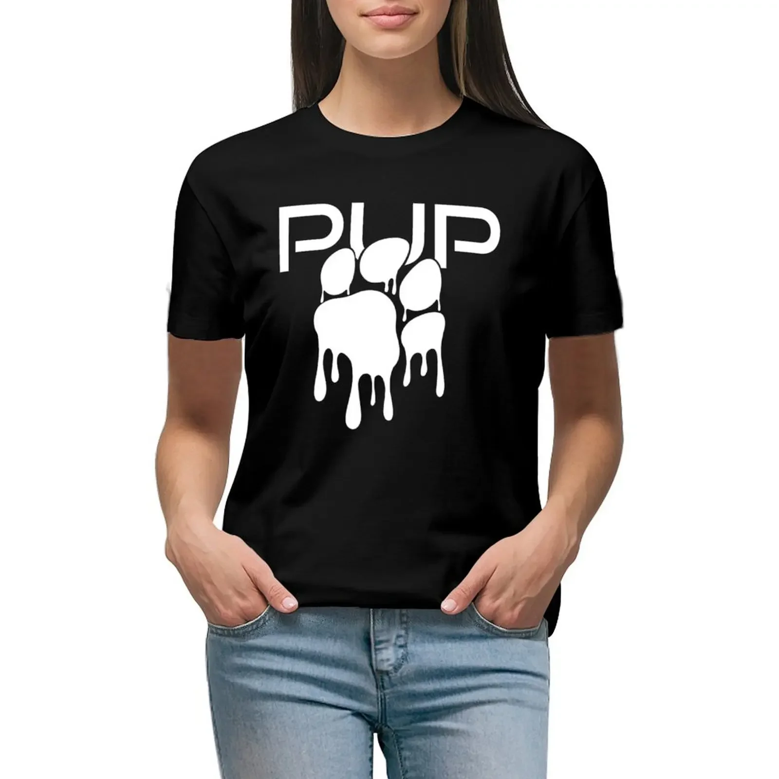 

White PUP Kinky Paws T-Shirt customs design your own sublime summer clothes sports fans T-shirt Women