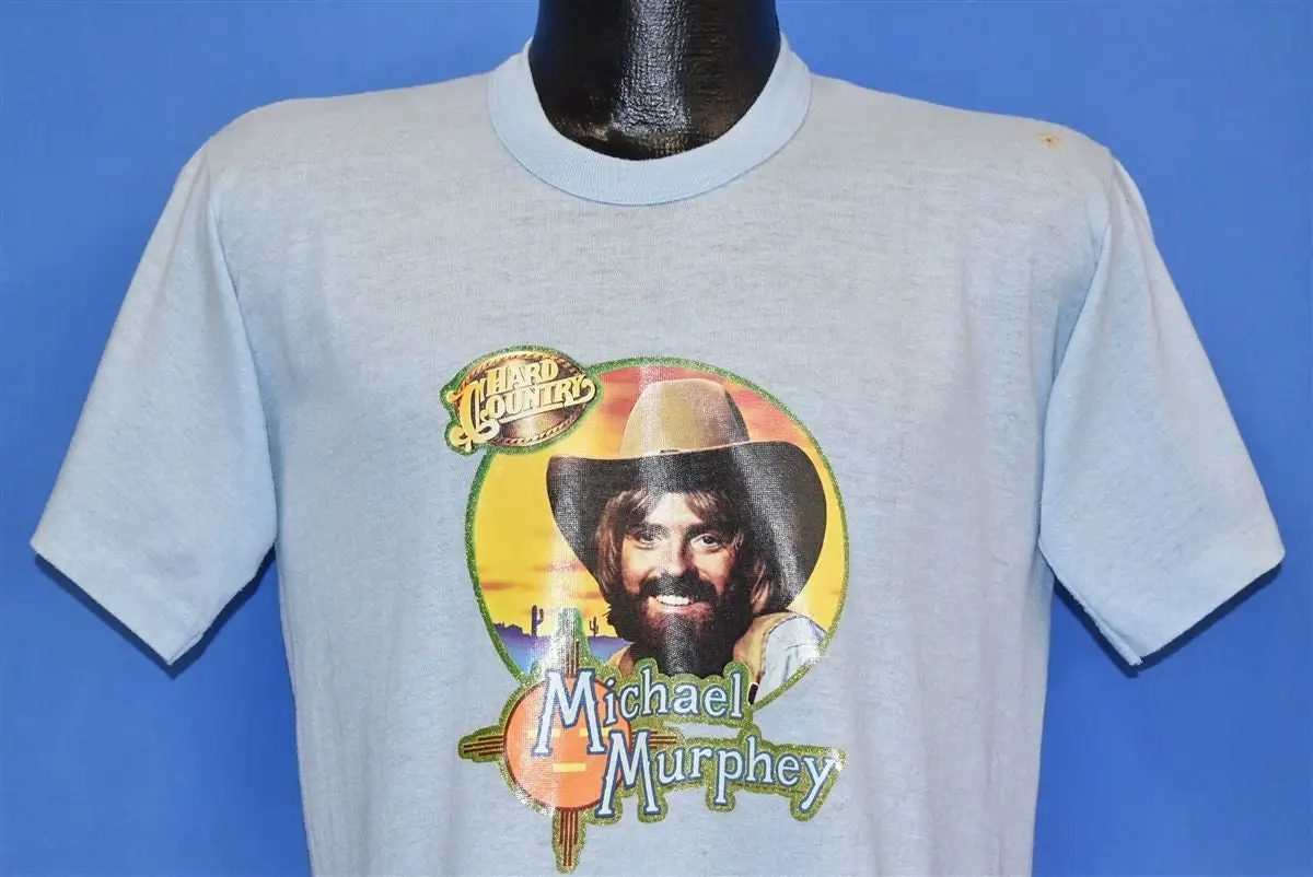 

80s Michael Murphey Hard Country Western Music Glitter Iron On T Shirt Medium