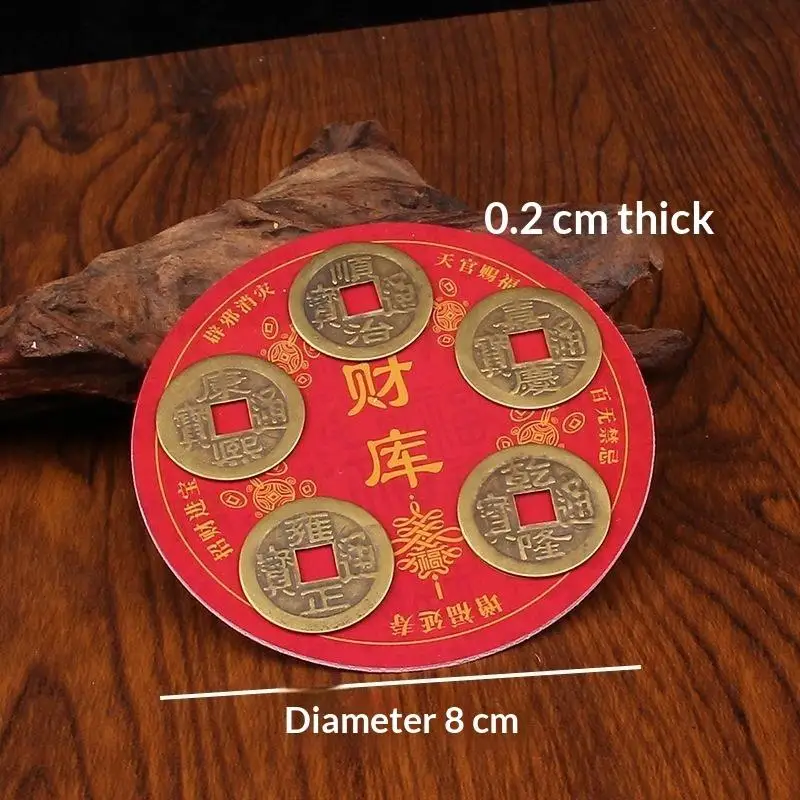 Feng Shui Five Emperor Coins Fridge Magnet Chinese Lucky Coin Ornament Good Fortune Charm For Kitchen Home Decor Souvenir Gift