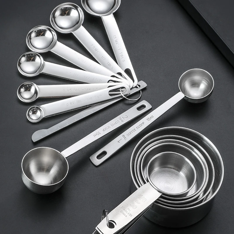 4/5/6/7/8Pcs Measuring Cups Premium Stackable Kitchen Measuring Spoon Set Stainless Steel Measuring Cups and Spoons Set