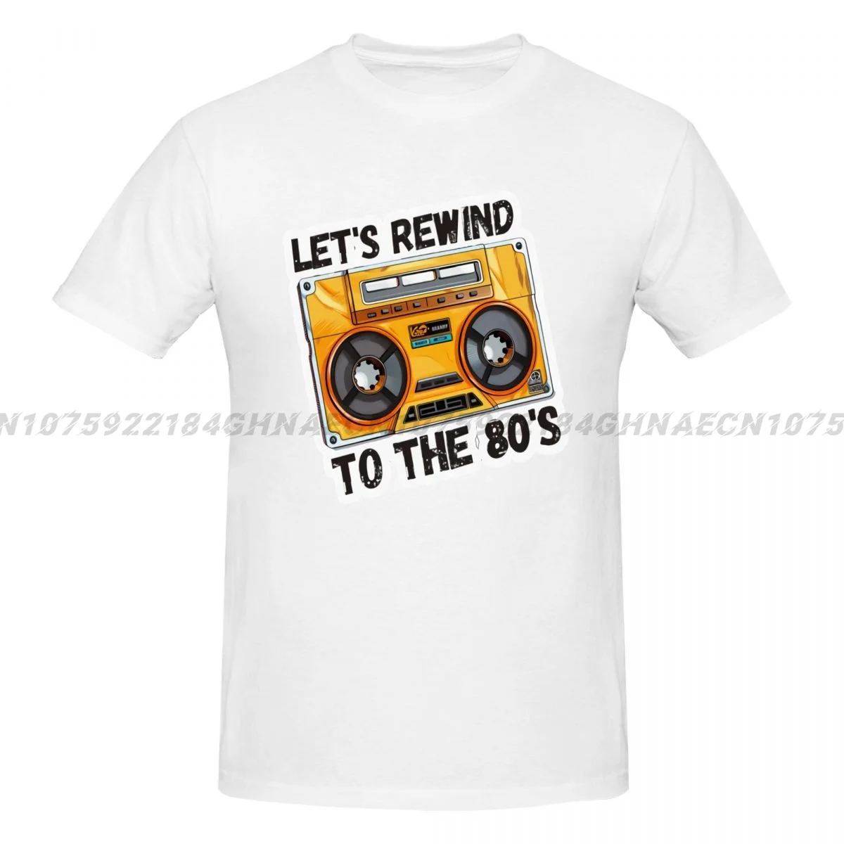 Lets' Rewind To The 80's Throwback Music Summer Outdoor Style High Quality Men's Cotton T-Shirt Casual Fashion Men's Streetwear