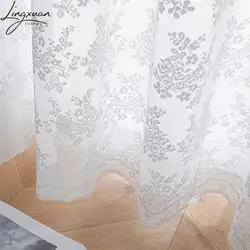 European White Lace Tulle Curtains For Living Room Floral Sheer Voile Curtain For Bedroom Window Screening Drapes Kitchen Blinds
