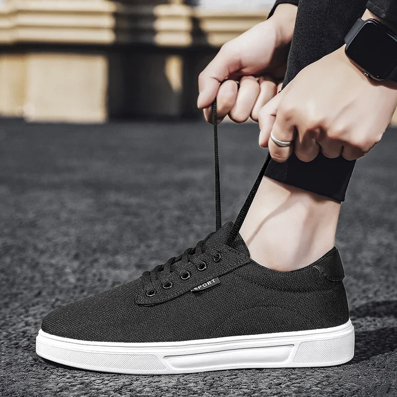 Big Size 46 Men Classic Lightweight Skate Shoes Canvas Shoes Non-slip Sweat-absorbent Men Sneakers Lace-up Business Travel Shoes