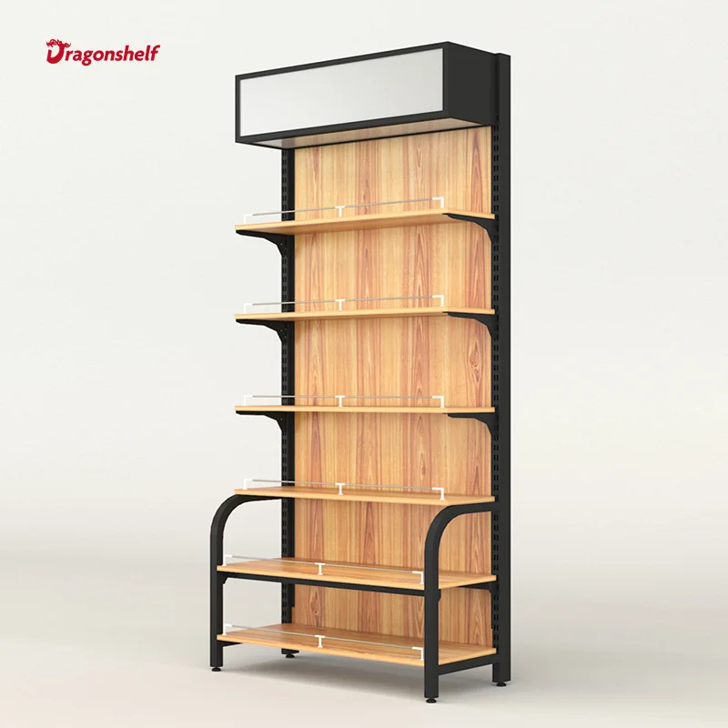 Rak Gondola Display Rak Belanja Supermarket Toko Logam Rak Kayu Grosir Pabrik Custom.Dragonshelf