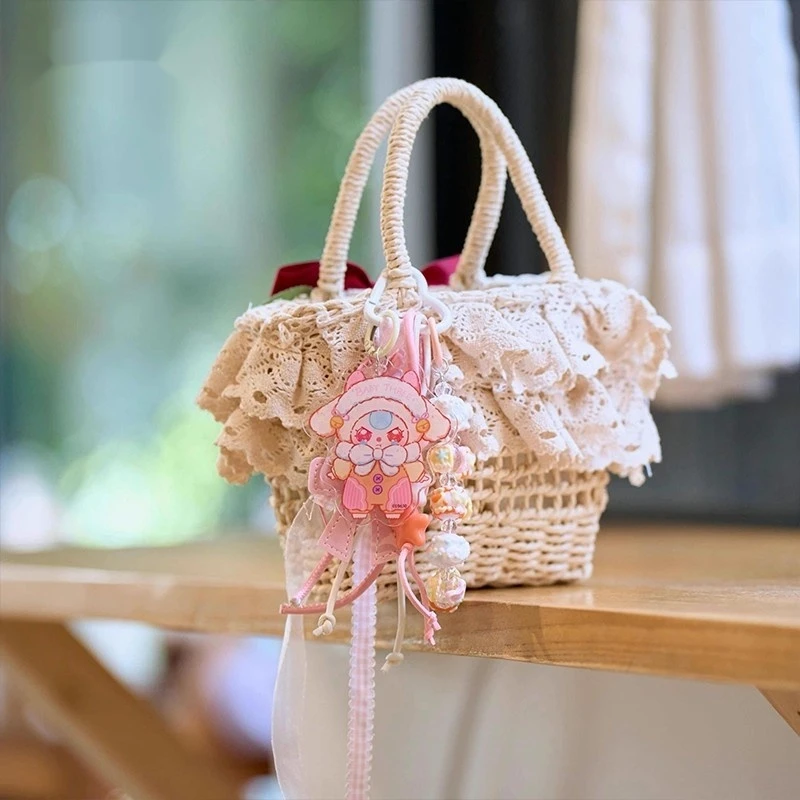 Genuino bebé tres amor cadena tiempo bolsa ciega caja pulsera llavero bolsa colgante joyería decorativa tendencia juguete niña regalo de cumpleaños