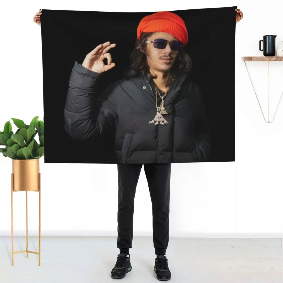 Babytron In The Studio Turban Posing Throw Blanket Fluffy Cozy Throw Blanket for Home Decor