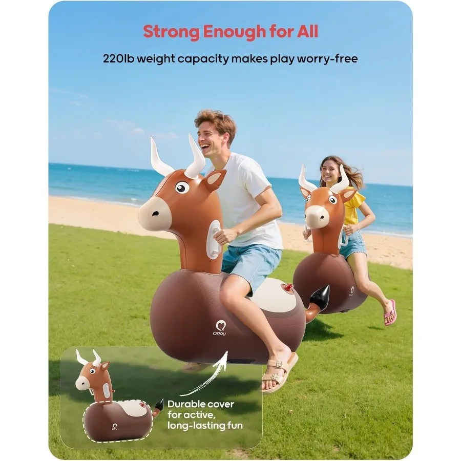 Qpau inflável rena funil brinquedo saltitante 2 pçs com capa de tecido bomba passeio em brinquedos para 5 + adultos rena de natal inflável