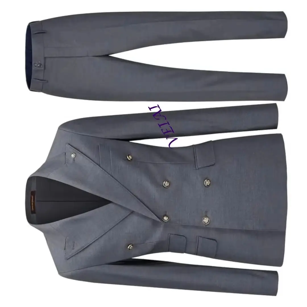 

Customized Solid Man Double-breasted 2 Piece Suit Peak Lapel Wedding Business Casual Graduation Outfit Set for Stage Performance