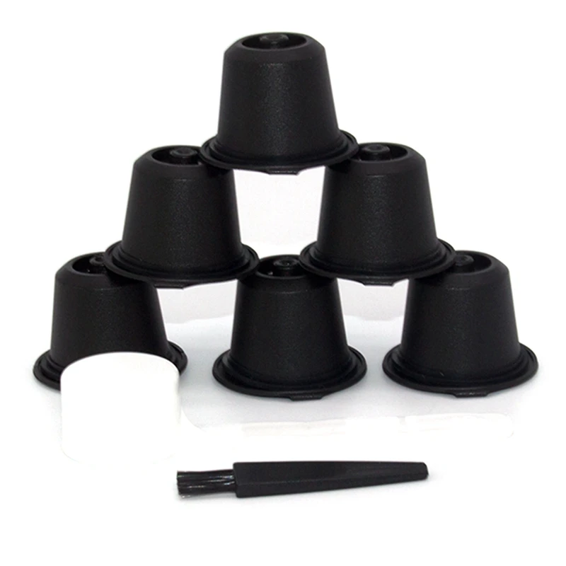 

6PCS For Nespresso Refillable Reusable Coffee Capsule Coffee Filter Cup Machine Capsule Plastic Filter