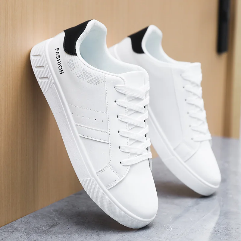 White Vulcanized Sneakers Men\'s Flats Comfortable Shoes Lace up Zapatillas Hombre Autumn Spring Fashion Sneakers Plus Size 39-48