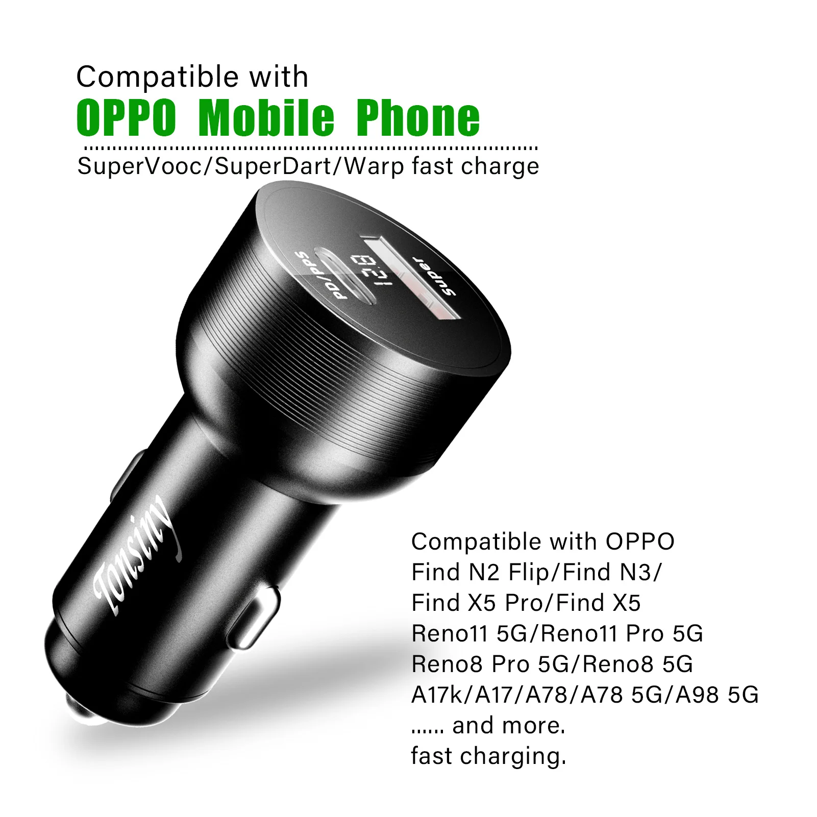 Für oppo auto ladegerät super vooc 100w, zigaretten anzünder stecker für oppo find x7 reno8, 12v usb für realme oneplus ladegerät warp 80w – Detail 7