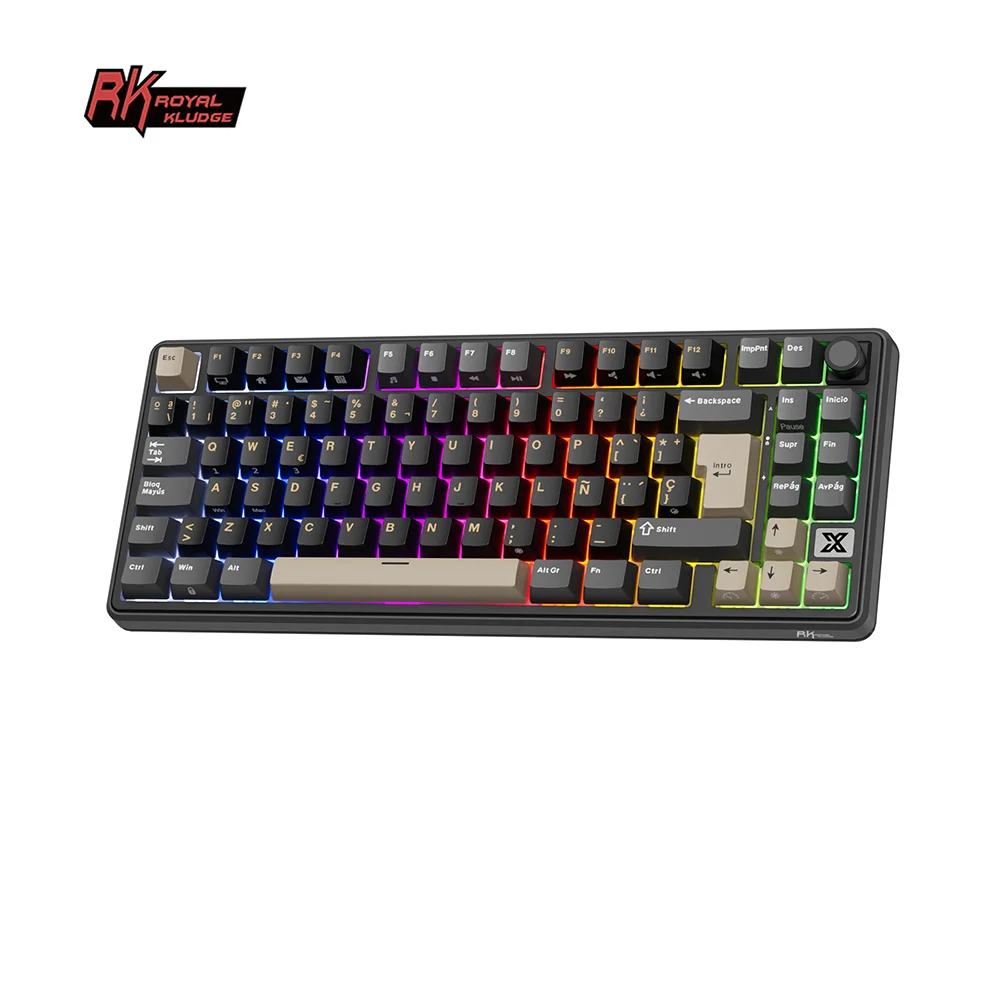 

Беспроводная механическая клавиатура RK Royal Kludge X87 Bluetooth, испанская раскладка, 86 клавиш, RGB, с возможностью горячей замены, три режима подключения, для геймеров, с PBT-кейкапами