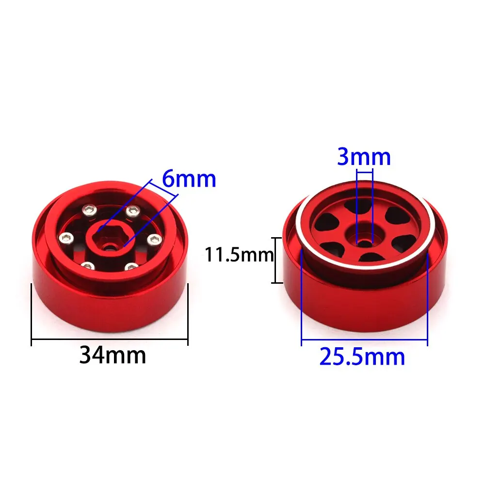 Metalowy RC piasta koła 1.0 Cal głębokie wygięcie z paciorkami i ostemplowaną obręczą do 1/18 1/24 RC oś samochodu gąsienic SCX24 AX24 TRX4M TRX4-M