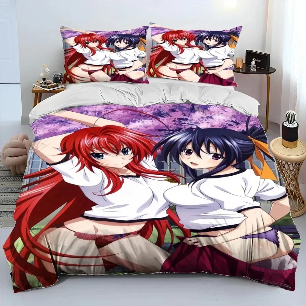 

Sexy Girl High School DxD Anime Bedding Set Duvet Cover Bed Set Quilt Cover Pillowcase Comforter king Queen Size Boys Adult