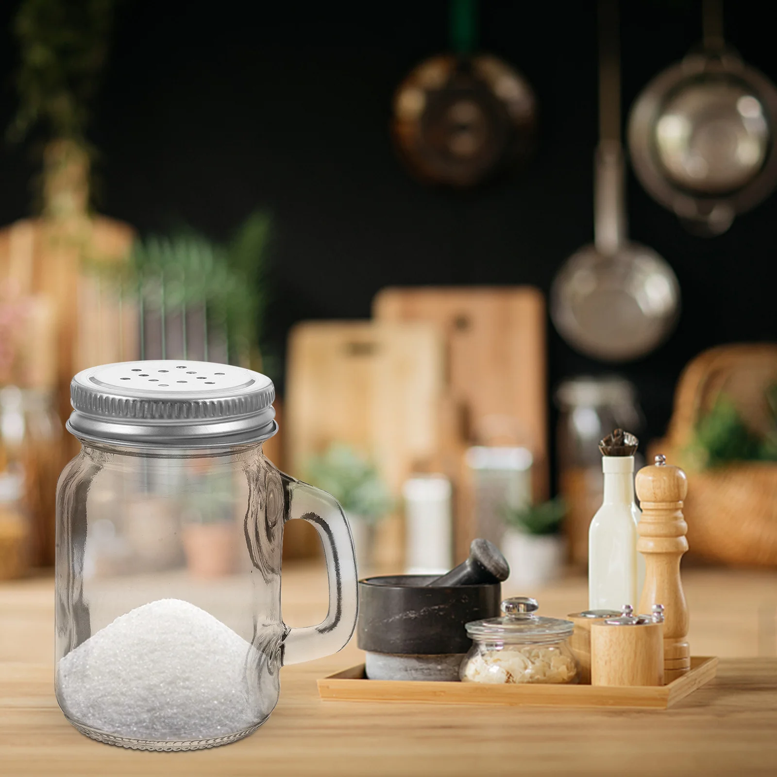 2 Buah Botol Bumbu Kaca Kompak Pengocok Garam Merica Toples Bumbu Kecil Wadah Penyimpanan Dapur Pengocok Garam