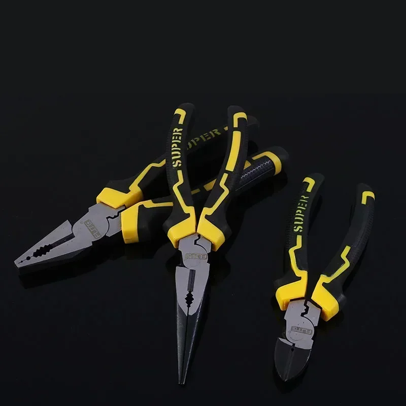 FUTE 6/8 Inch Wire Pliers Sharp Stripping Pliers Diagonal Plier Vice Rubber Handle Multifunctional Labor-saving Hardware Tools