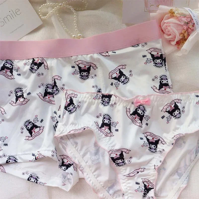 Miniso Sanrio Hello Kitty Kuromi Cinnamoroll Anime Cute Briefs Soft Comfortable 2Pcs Couple Underwear Set Holiday Gift