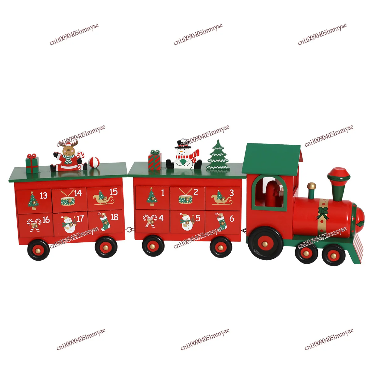 Christmas countdown wooden train calendar candy box ornament decoration 61cm