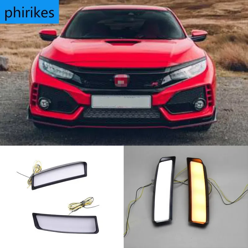 

2 шт. Led DRL для Honda Civic Тип R 2018 2019 Led Габаритные огни желтый Поворотная сигнальная лампа из АБС-пластика Водонепроницаемый