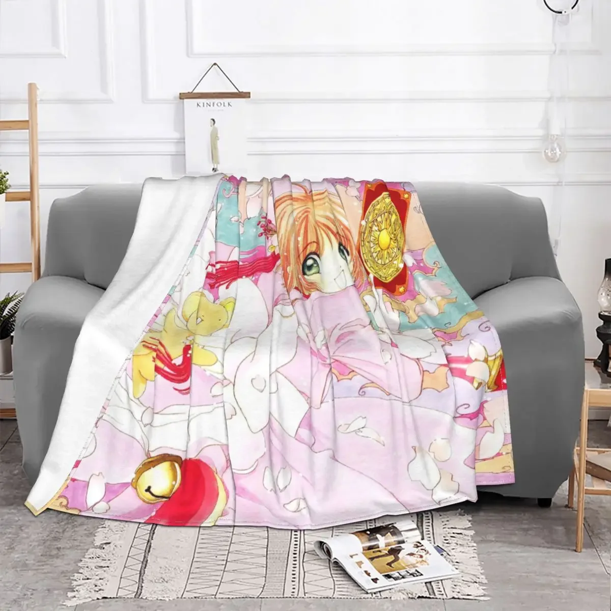 Cardcaptor Sakura Anime Blankets Flannel Kawaii Cartoon Lightweight Thin Throw Blankets for Home Couch Bedspread