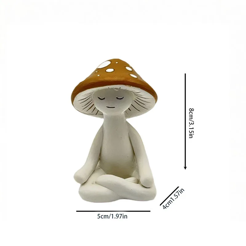 3pcs Meditation Mushroom Figurines Yoga Mushroom Statue Meditation Room Decoration Craft Home Garden