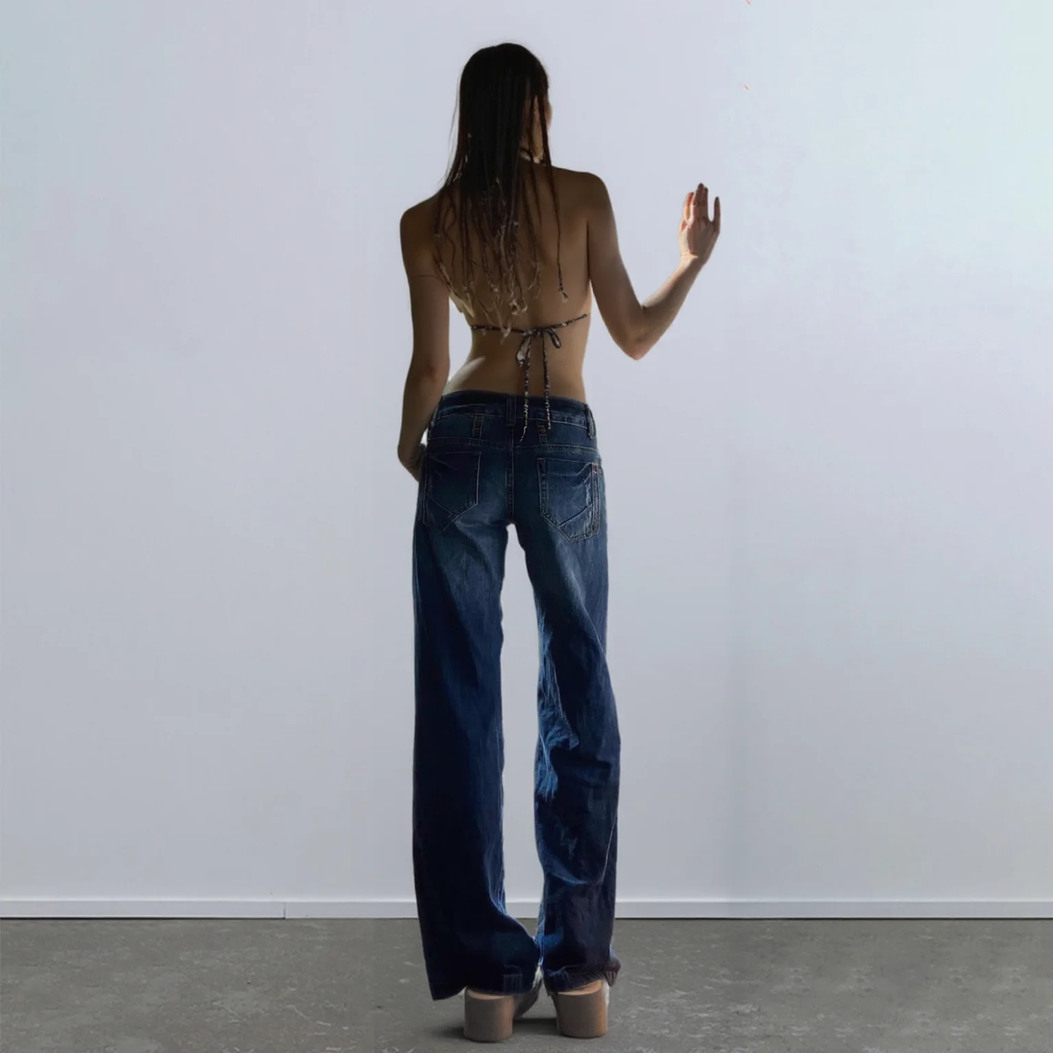 C-GEM-Y2K Jeans larghi a vita bassa - Pantaloni larghi in denim invecchiato per un look snellente